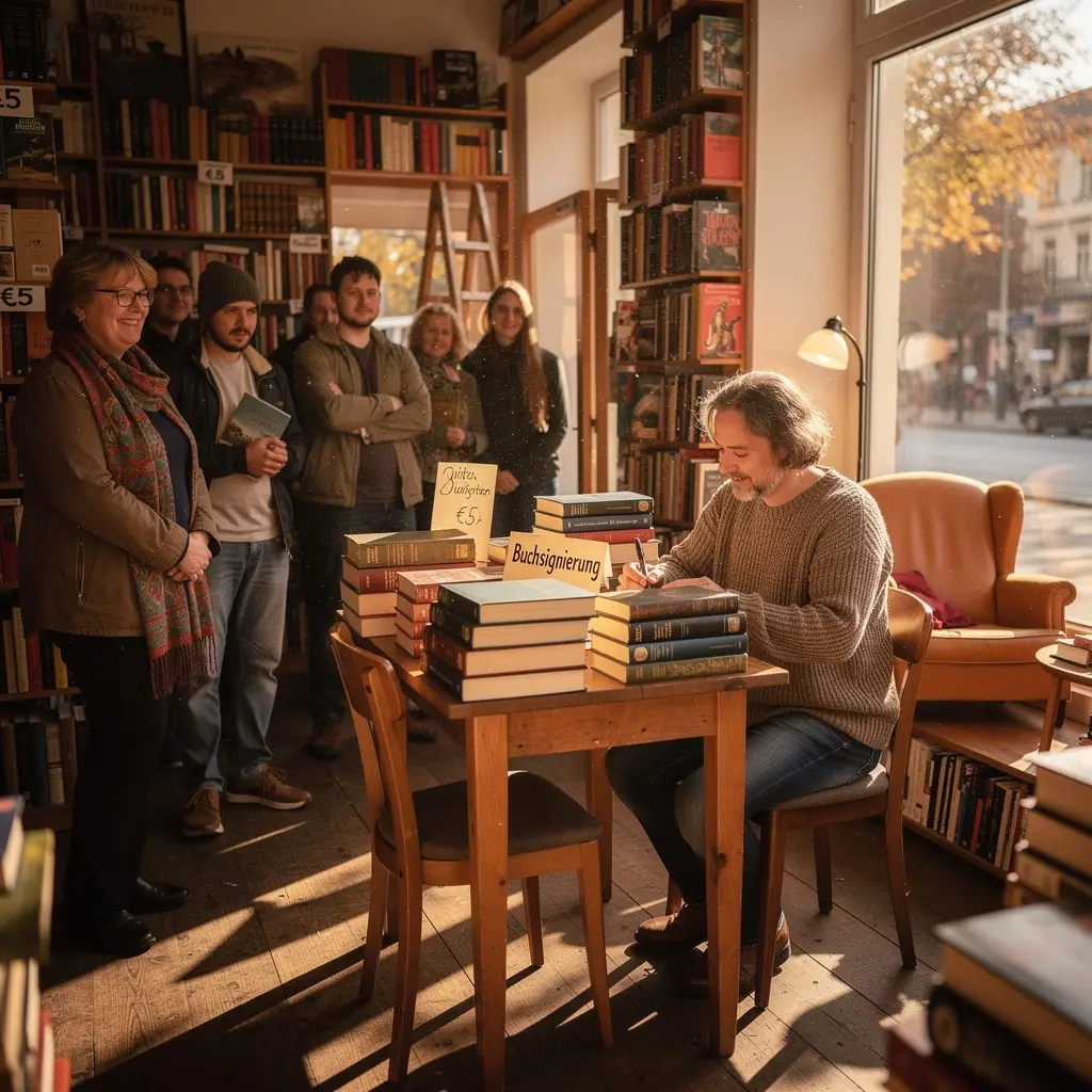 Ein Regal mit sorgfГ¤ltig angeordneten gebrauchten BГјchern in einem Buchladen.